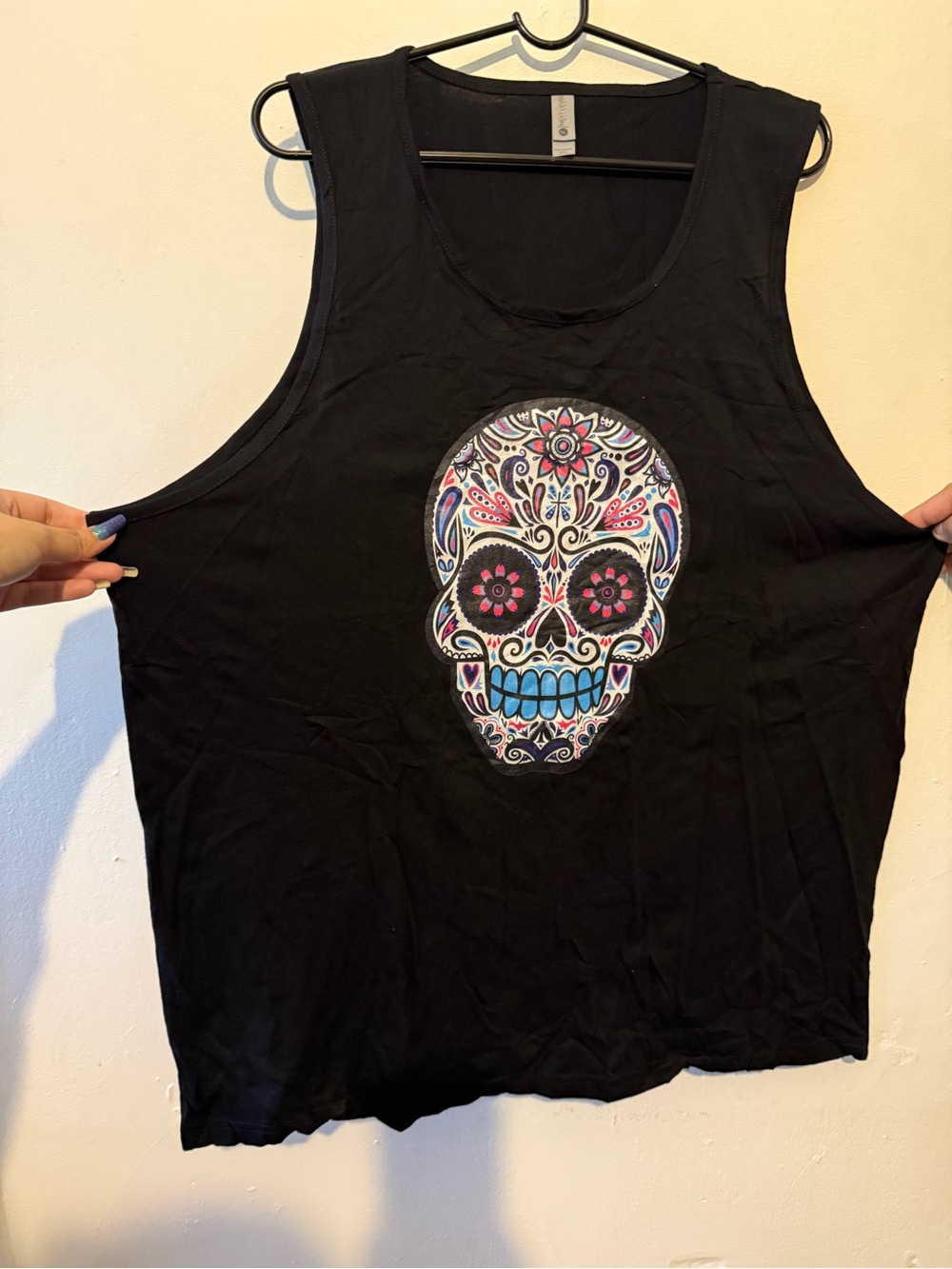 Next Level Apparel Black sugar skull tank top - Picture 4 of 5